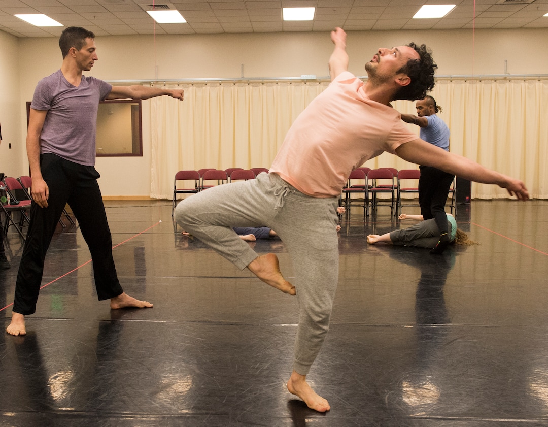 (Rick Egan  |  The Salt Lake Tribune)     Ririe-Woodbury dancers Daniel Mont-Eton and Yebel Gallegos rehearse for their show next week, and for their upcoming international tour to South Korea and Mongolia. Wednesday, April 18, 2018.