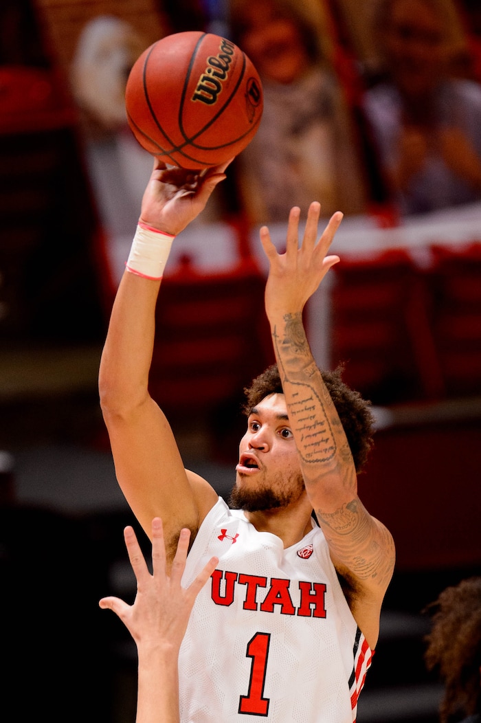 (Trent Nelson | The Salt Lake Tribune) Utah's Timmy Allen as Utah hosts Washington, NCAA basketball in Salt Lake City on Thursday, Dec. 3, 2020.