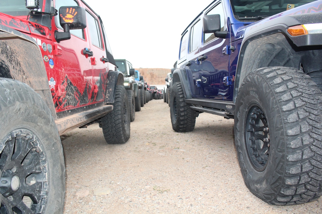 (Doug McMurdo | The Times-Independent) Jeepers line up near Highway 191 and Spanish Trail Road before hitting the trail during the 2022 Easter Jeep Safari. The city of Moab and Jeep have entered into a two-year partnership, giving Jeep the right to call itself the Official 4x4 of Moab.