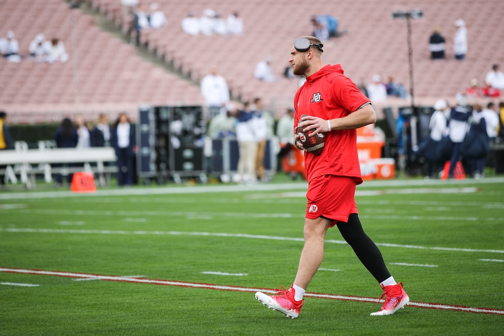 (Meg Oliphant | Special to The Tribune) Brant Kuithe of the Utah Utes participates in warmups before the game against the Penn State Nittany Lions at Rose Bowl Stadium on Jan. 2, 2023 in Pasadena, Calif.