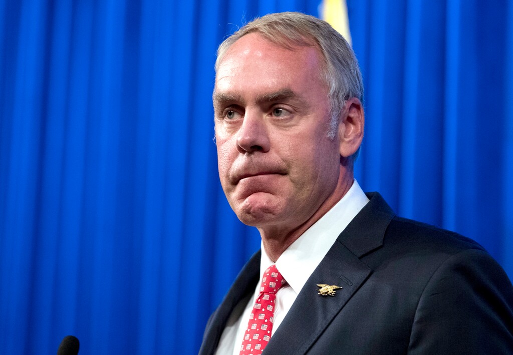 (Andrew Harnik | The Associated Press)In this Sept. 29, 2017, file photo, Interior Secretary Ryan Zinke speaks about the Trump Administration's energy policy at the Heritage Foundation in Washington.