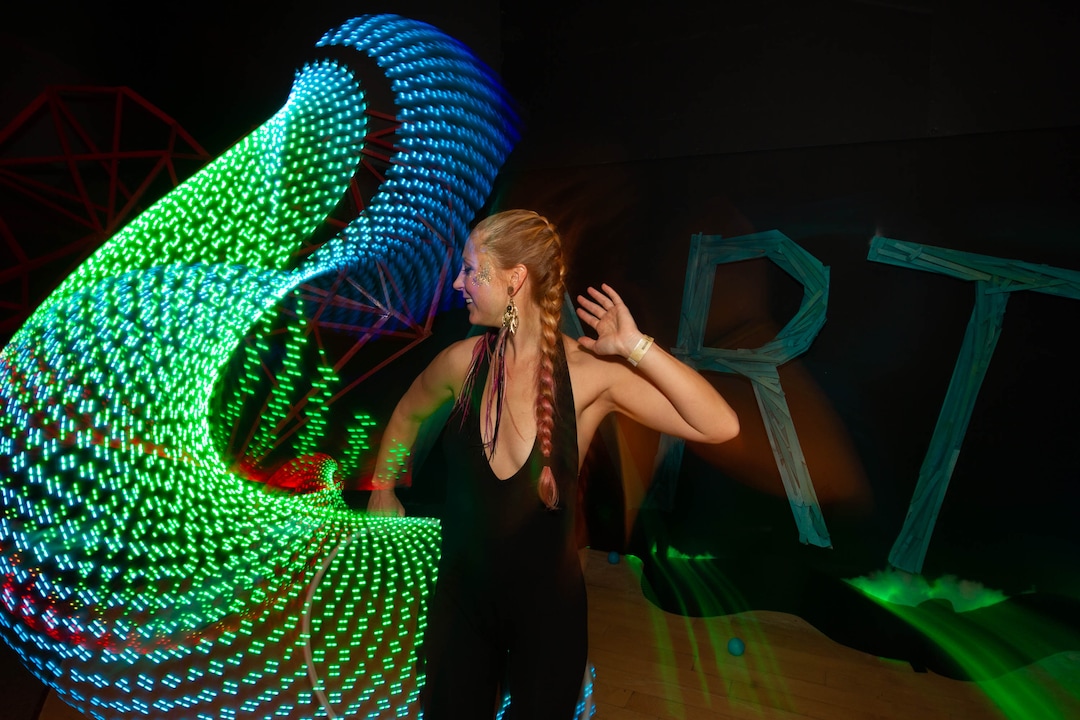 ( Farris Gerard | Courtesy of Utah Arts Alliance ) A festivalgoer at the 2018 Illuminate festival at The Gateway.