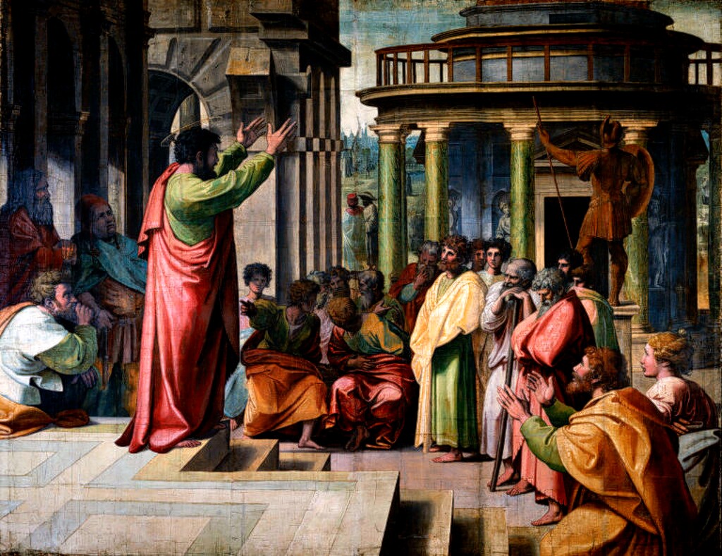 "St. Paul Preaching at Athens," 1516 by Raphael.