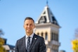 (Rick Egan | The Salt Lake Tribune) Brad L. Mortensen, the new president of Utah State University, poses for a photo on the USU campus in Logan on Thursday, Oct. 30, 2025.