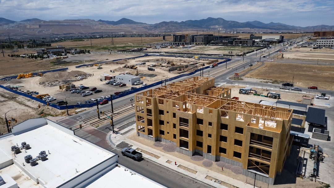 (Francisco Kjolseth | The Salt Lake Tribune) New development is pictured around The Ballpark at American First Square in South Jordan on Tuesday, July 21, 2026.