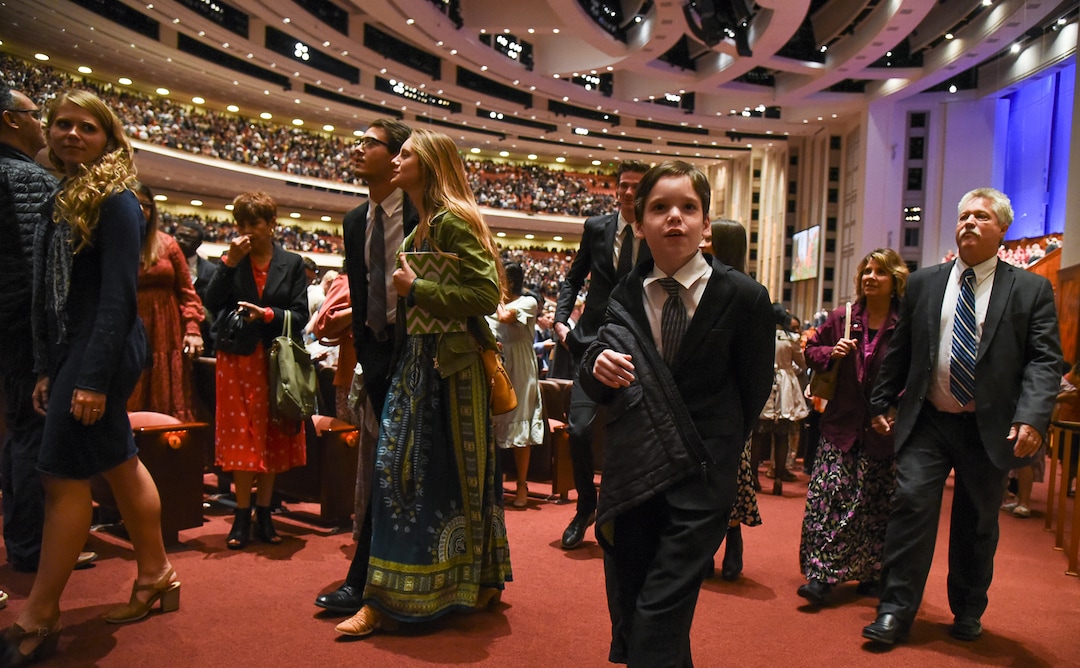 (Francisco Kjolseth  |  The Salt Lake Tribune)  The Sunday morning session concludes of the 189th twice-annual General Conference of The Church of Jesus Christ of Latter-day Saints at the Conference Center in Salt Lake City on Sunday, Oct. 6, 2019.