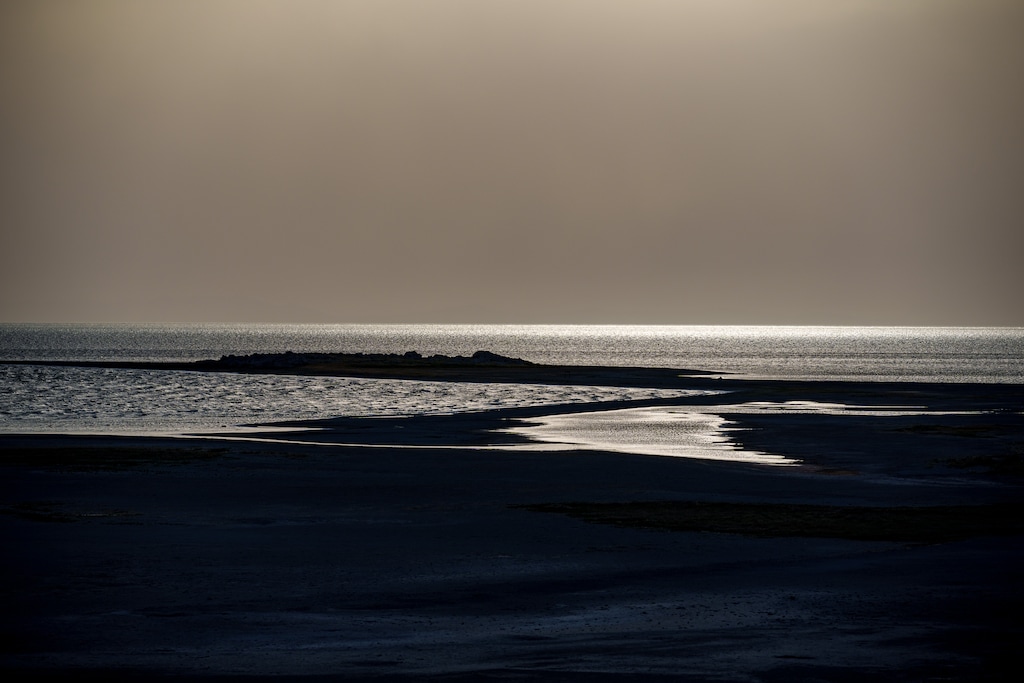 (Trent Nelson | The Salt Lake Tribune) Dust blows over the Great Salt Lake on Monday, May 12, 2025.