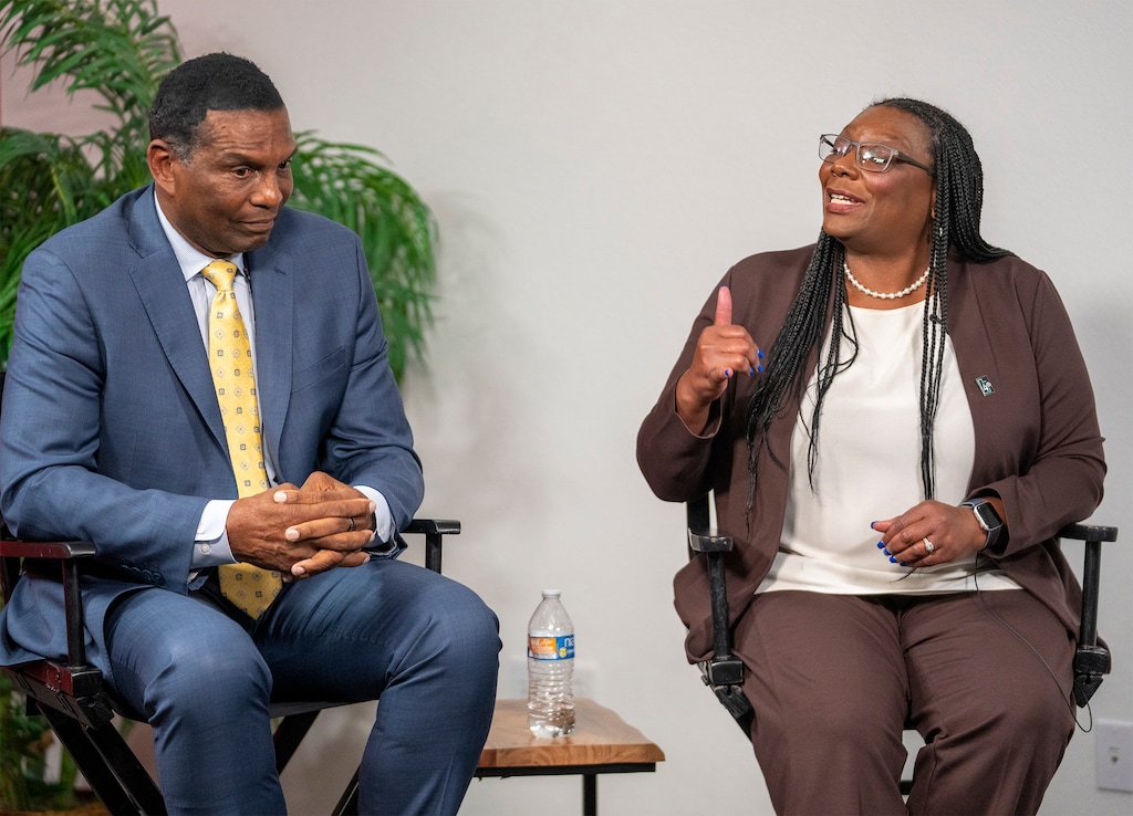 (Rick Egan | The Salt Lake Tribune)  Burgess Owen answers questions during debate with Darlene McDonald, in Daybreak, on Friday, Oct. 28, 2022.