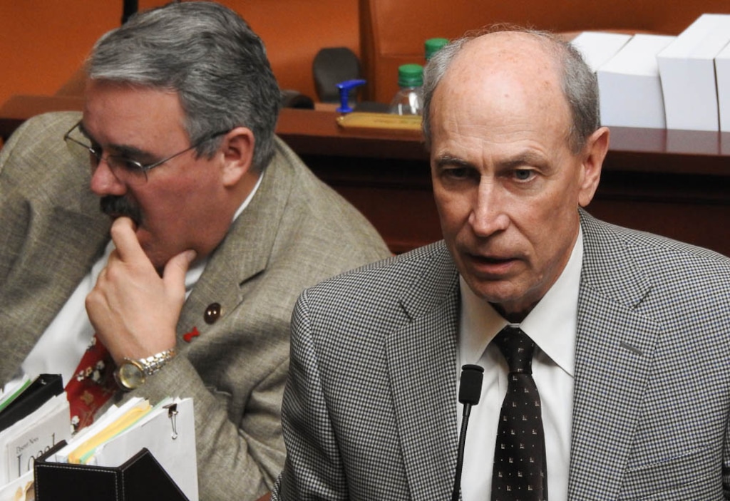 (Trent Nelson | The Salt Lake Tribune) Rep. Merrill Nelson, R-Grantsville, as the House debates and narrowly fails to pass HB197, which would have allowed the cultivation of marijuana. Salt Lake City, Friday February 9, 2018.