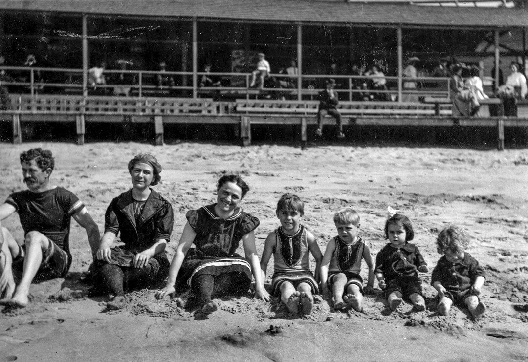 (Utah State Historical Society) A family poses for a portrait on the beach at Saltair in the early 1900s. 