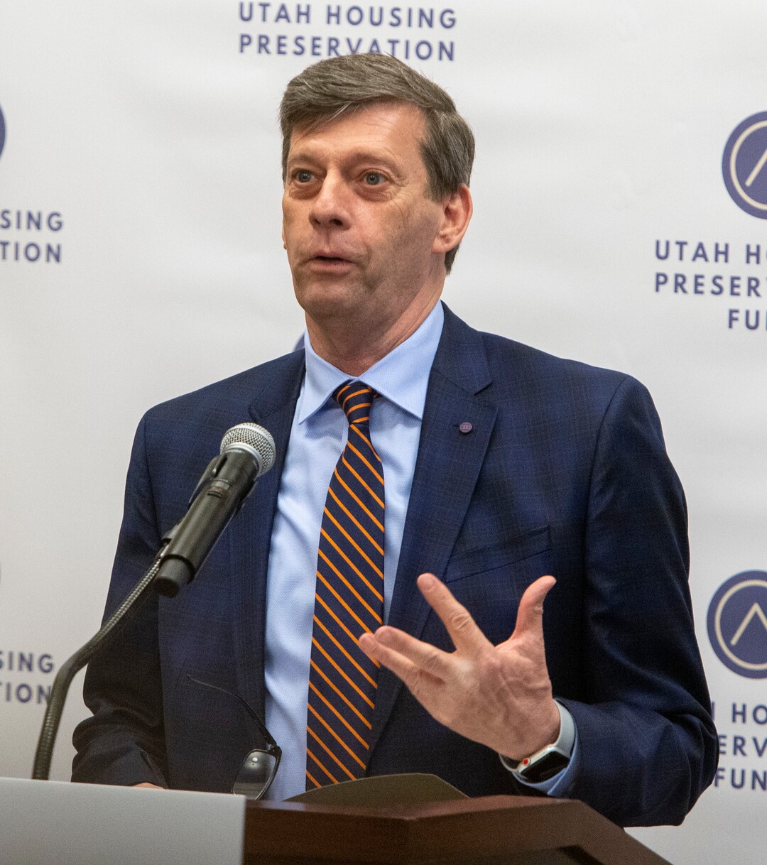 (Rick Egan  |  The Salt Lake Tribune)    Marion Willey, CEO, Utah Nonprofit Housing Corporation says a few words about the $100 million private-sector driven effort to preserve affordable housing in Utah, at a news conference at the Utah State Capitol, Monday March 2, 2020