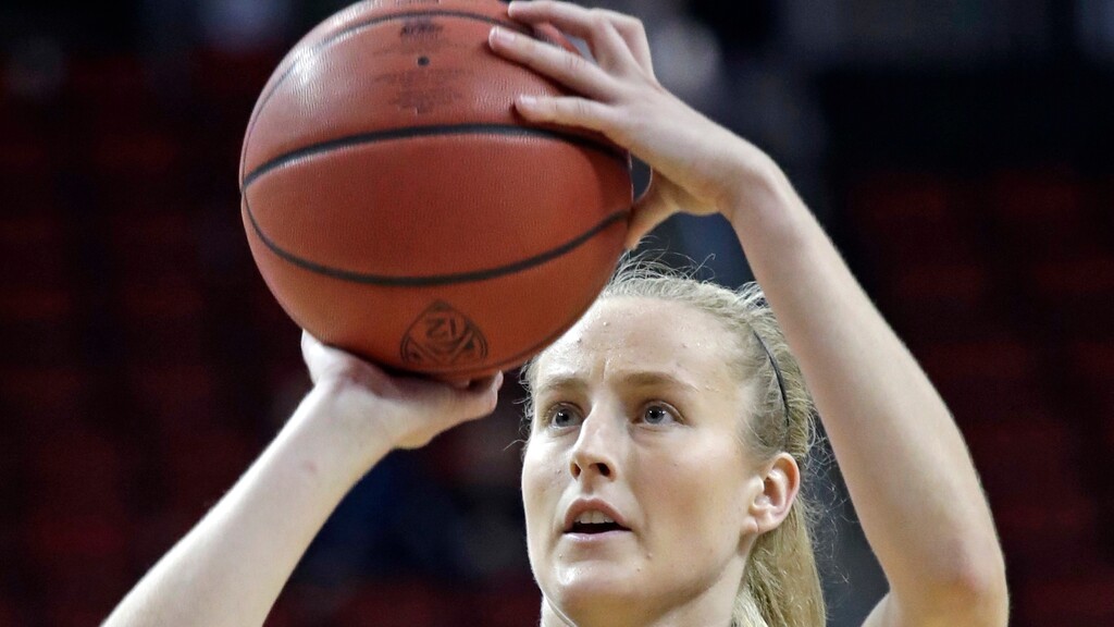 Arizona State's Courtney Ekmark shoots a free throw against Oregon State late in the second half of an NCAA college basketball game in the quarterfinals of the Pac-12 women's tournament Friday, March 2, 2018, in Seattle. Arizona State won 57-51. (AP Photo/Elaine Thompson)