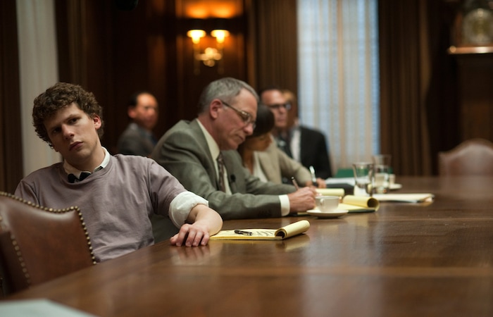 ( Courtesy Columbia Pictures) Jesse Eisenberg plays Facebook founder Mark Zuckerberg, facing multiple lawsuits, in a scene from the 2010 drama "The Social Network."