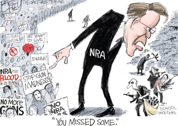 This Pat Bagley cartoon appears in The Salt Lake Tribune on Thursday, Feb. 22, 2018.