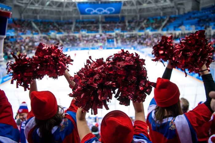(Chris Detrick  |  The Salt Lake Tribune)  Russian fans cheer during the United States vs Olympic Athletes from Russia hockey game at Gangneung Hockey Centre during the Pyeongchang 2018 Winter Olympics Saturday, Feb. 17, 2018. Olympic Athletes from Russia defeated United States 4-0.