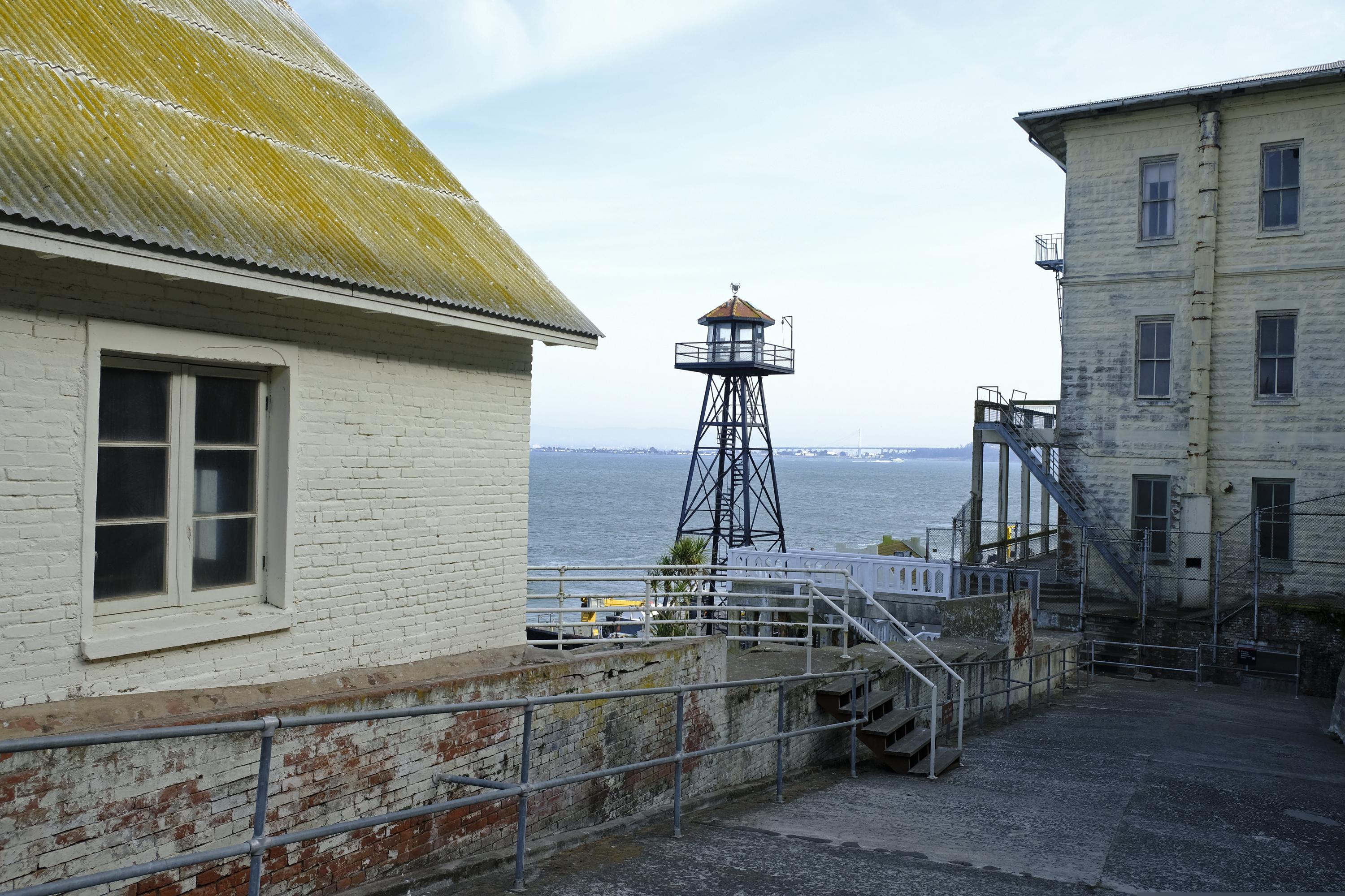 (Eric Risberg | AP) In this photo taken Tuesday, Nov. 12, 2019, a guard tower stands near the main dock on Alcatraz Island in San Francisco. The week of Nov. 18, 2019, marks 50 years since the beginning of a months-long Native American occupation at Alcatraz Island in the San Francisco Bay. The demonstration by dozens of tribal members had lasting effects for tribes, raising awareness of life on and off reservations, galvanizing activists and spurring a shift in federal policy toward self-determination.