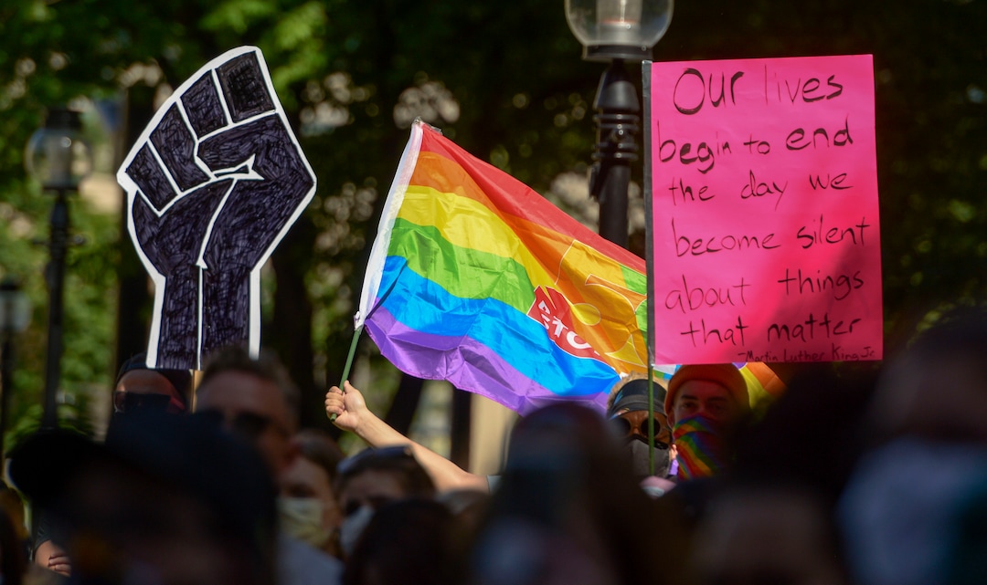 (Leah Hogsten  |  The Salt Lake Tribune) Over 1,000 Pride for Black Lives Matter supporters rallied at Liberty Park, Sunday, June 14, 2020 for over three hours before marching throughout Salt Lake City to join the Las Vidas Negras Importan Rally at Washington Square.