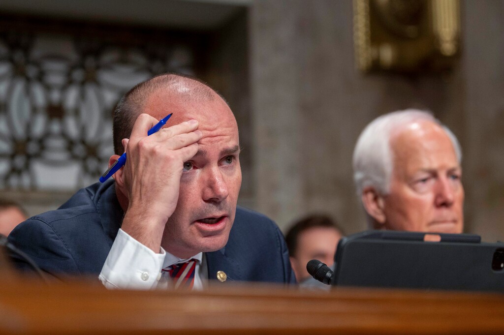 (Kevin Wolf | AP) Sen. Mike Lee, R-Utah, questions U.S. Secret Service Acting Director Ronald Rowe and Federal Bureau of Investigation Deputy Director Paul Abbate, during a Senate Committee on Homeland Security and Governmental Affairs Senate Judiciary hearing examining the security failures leading to the assassination attempt on Republican presidential candidate former President Donald Trump, Tuesday, July 30, 2024 in Washington.