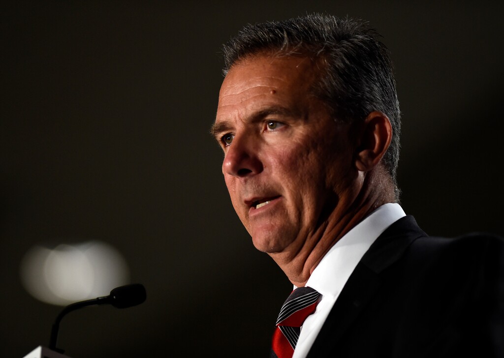 Ohio State head coach Urban Meyer speaks at the Big Ten Conference NCAA college football Media Days in Chicago, Tuesday, July 24, 2018. (AP Photo/Annie Rice)