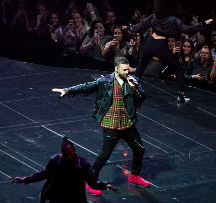 (Rick Egan  |  The Salt Lake Tribune)   Justin Timberlake performs at Vivint Smarthome Arena in Salt Lake City, Thursday, April 12, 2018.