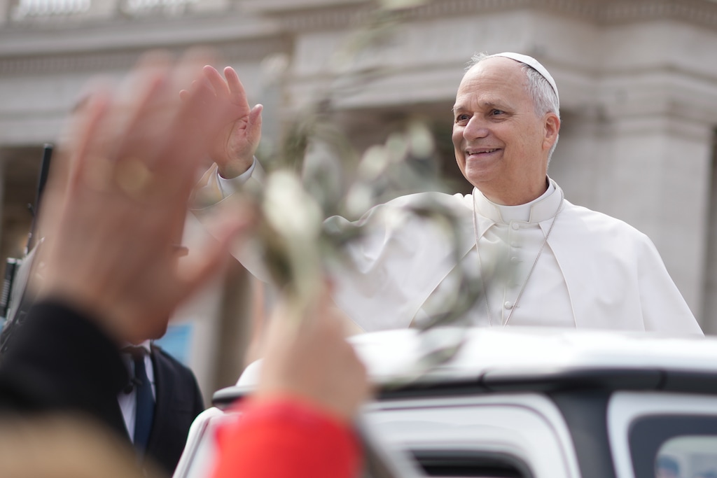 (Andrew Medichini | AP) Pope Leo XIV leaves after presiding over Mass in St. Peter's Square at the Vatican on the Catholic feast of Palm Sunday, commemorating Jesus' arrival in Jerusalem, Sunday, March 29, 2026.