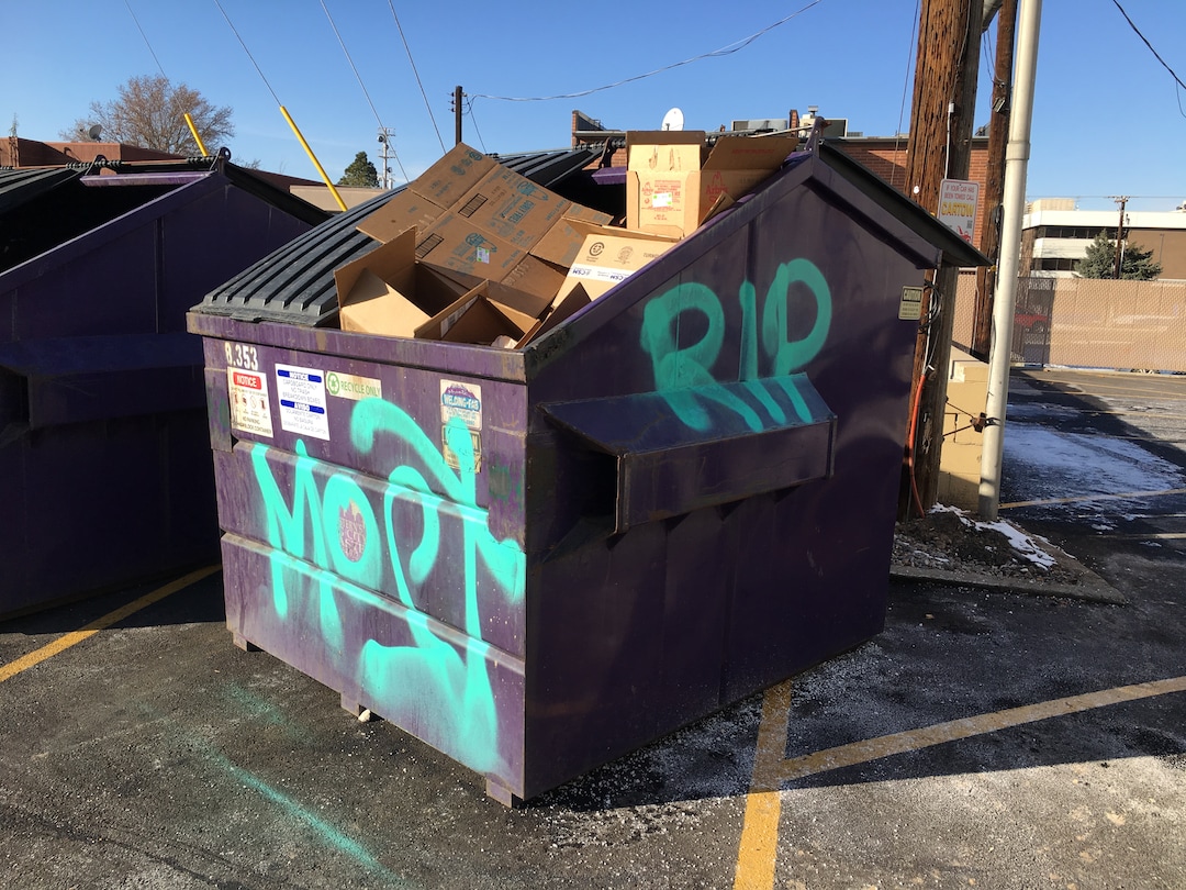 A graffiti tribute to Joey Kirk, who was known by his tag MOST, appears in a parking lot near 400 South and Denver St. in Salt Lake City. Kirk was killed by a TRAX train in November 2017.