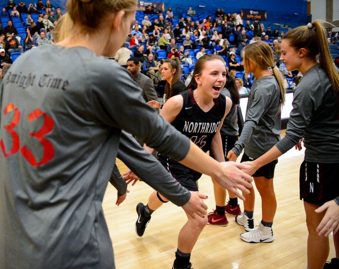 (Trent Nelson | The Salt Lake Tribune)  Northridge's Jennica Hess (14) as Bingham faces Northridge in the 6A High School Girls' Basketball Tournament at SLCC in Taylorsville, Thursday Feb. 22, 2018.