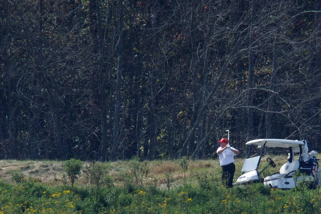 (Tom Brenner | AP file photo)  President Donald Trump participates in a round of golf at the Trump National Golf Course in Sterling, Va., Sunday, Sept. 8, 2019.
