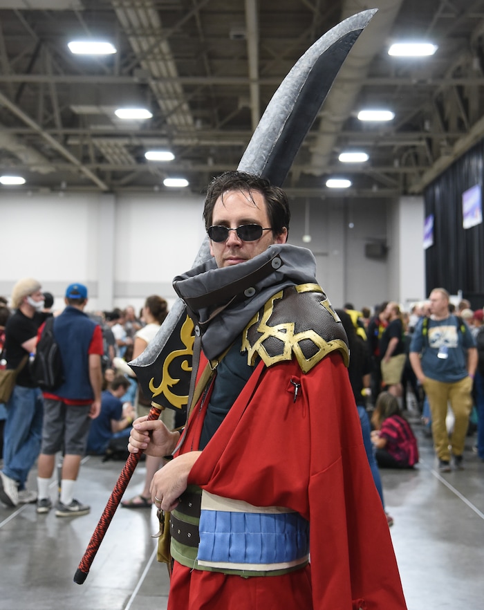 (Francisco Kjolseth  |  The Salt Lake Tribune)  Oliver DeMill of Lehi as Auron of Final Fantasy 10 attends the start of FanX Salt Lake Comic Convention at the Salt Palace in Salt Lake City Thursday, Sept. 6, 2018, during the three-day pop culture convention.