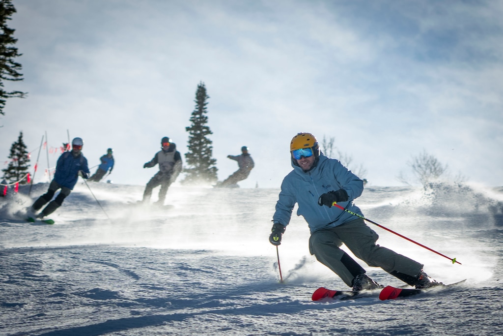 (Rick Egan | The Salt Lake Tribune)  Skiers on the Kokopelli run on opening day at Park City Mountain Resort, on Friday, Nov 22, 2024.