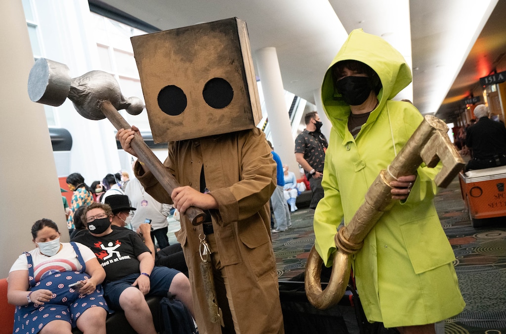 (Francisco Kjolseth | The Salt Lake Tribune) Joshua and Brenda Walsh dressed as characters from 6 Mono Little Miner join the fun at the 2021 FanX Salt Lake Comic Convention returns to the Salt Palace Convention Center in Salt Lake City. The 2022 edition of the convention is set for Sept. 22-24, 2022.