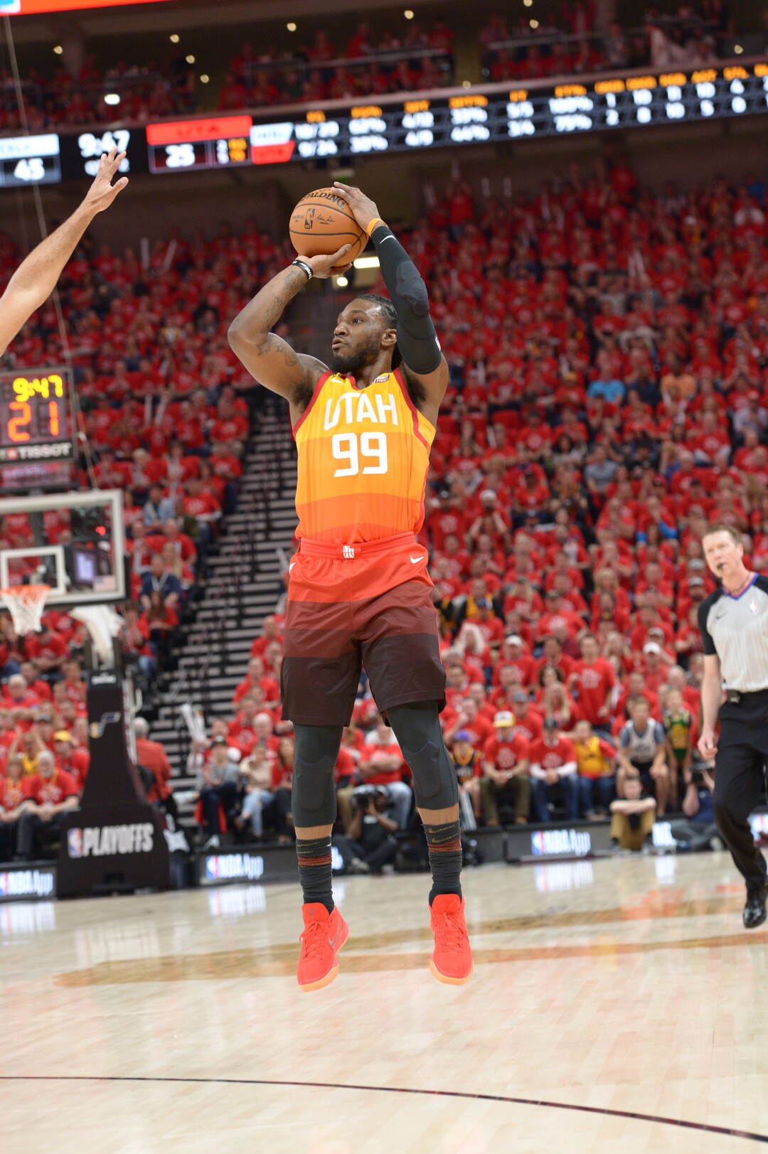 (Leah Hogsten  |  The Salt Lake Tribune) Utah Jazz forward Jae Crowder (99) was held to 6 points in the first half as the Utah Jazz take on the Houston Rockets in Game 3 of an NBA basketball second-round playoff series Friday, May 4, 2018 in Salt Lake City.