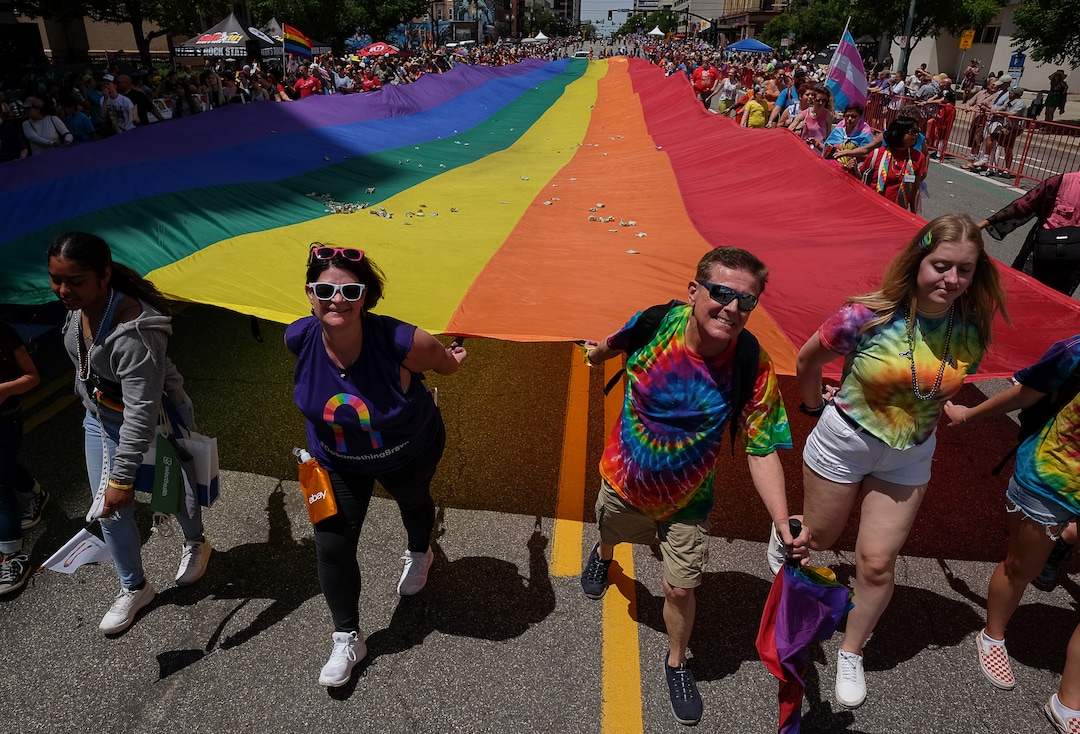 (Francisco Kjolseth  |  The Salt Lake Tribune)  Thousands participate in the Utah Pride Parade in Salt Lake City on Sunday June 2, 2019.