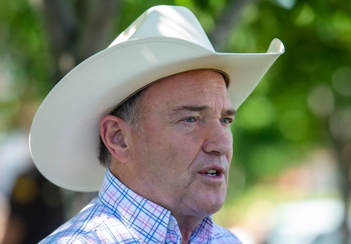(Rick Egan  |  The Salt Lake Tribune)       Gov. Herbert answered questions during a news conference about the Days of 47 festivities, Tuesday, July 16, 2019.