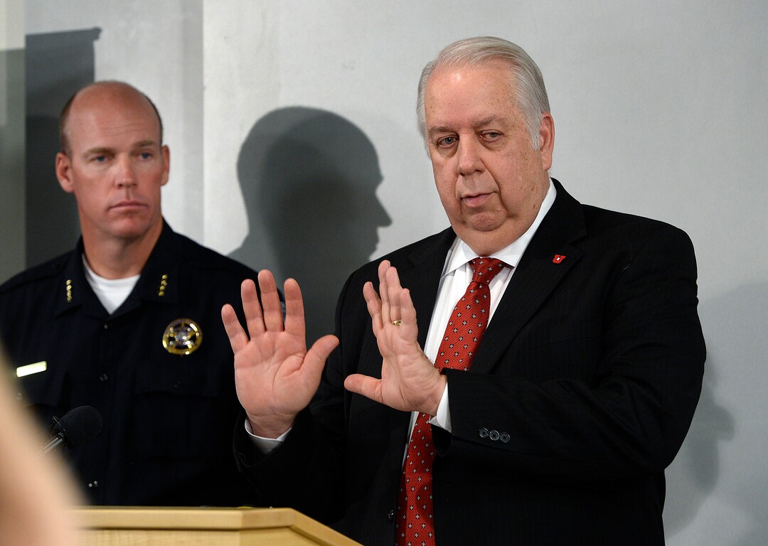 (Scott Sommerdorf   |  The Salt Lake Tribune)   Gordon Crabtree, CEO of University of Utah Hospital speaks at a press conference held at the U of U Medical Center regarding policy changes resulting from the arrest of nurse Alex Wubbels, Monday, September 4, 2017. 