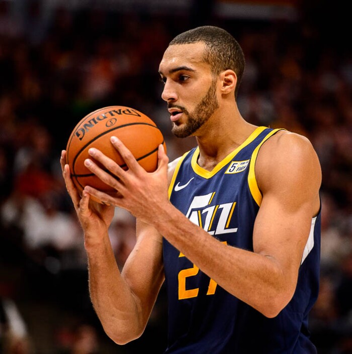 (Trent Nelson | The Salt Lake Tribune)
Utah Jazz center Rudy Gobert (27). Utah Jazz vs Memphis Grizzlies, NBA basketball in Salt Lake City on Friday Nov. 2, 2018.
