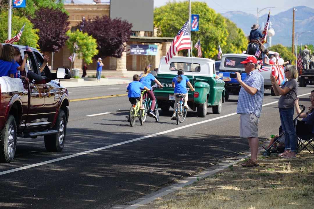 (Zak Podmore | The Salt Lake Tribune) Rep. Phil Lyman, R-Blanding, films Blanding's Fourth of July parade on Saturday.