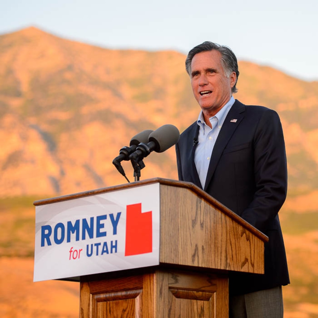 (Trent Nelson | Tribune file photo) Mitt Romney speaks in Orem after winning the Republican primary for U.S. Senate, Tuesday June 26, 2018.
