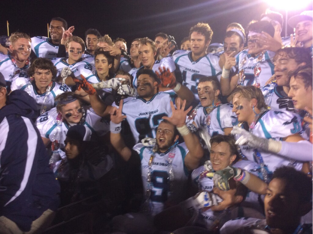 Tom Zulewski  |  For The Tribune
The Juan Diego Soaring Eagle football team celebrates after winning the 2016 Class 3A football state title in Cedar City.