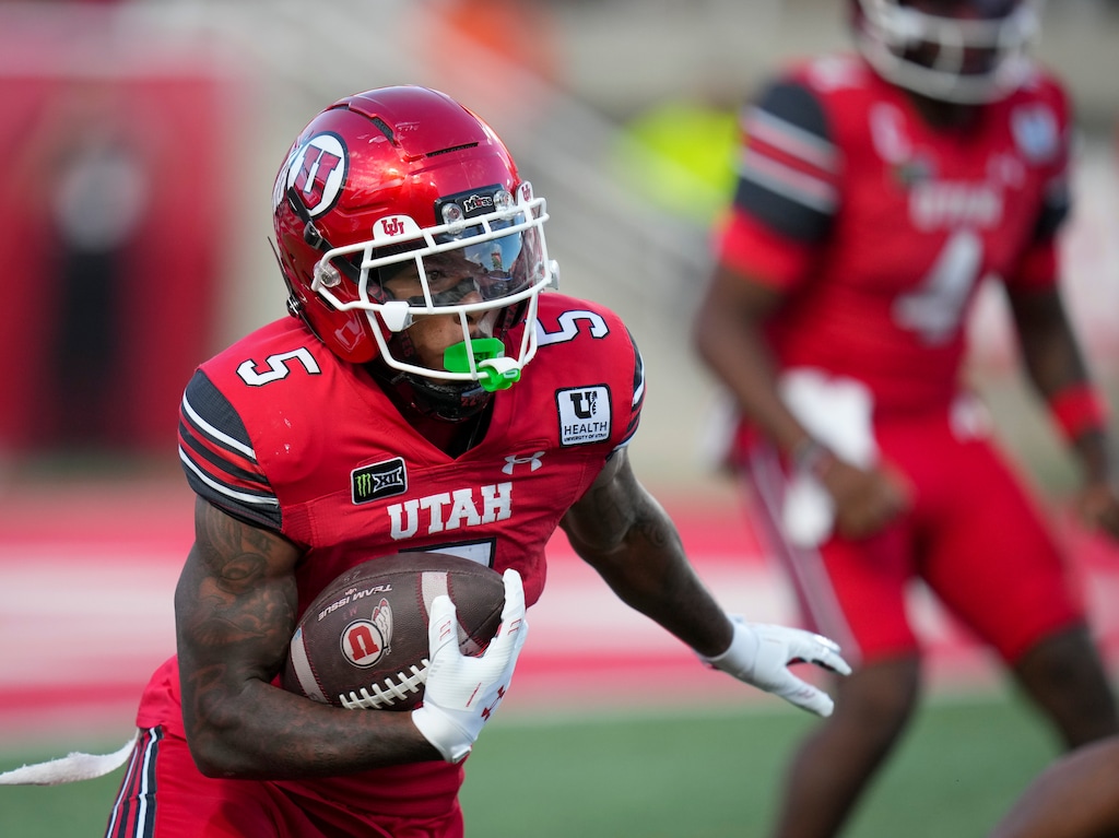 (Bethany Baker  |  The Salt Lake Tribune) Utah Utes running back Daniel Bray (5) runs the ball during the first half of the game between the Utah Utes and the Idaho Vandals at Rice-Eccles Stadium in Salt Lake City on Thursday, Sept. 3, 2026.