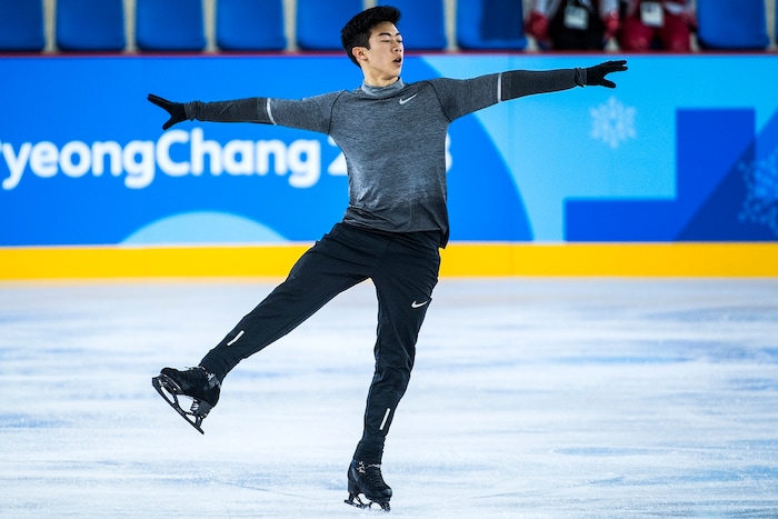 (Chris Detrick | The Salt Lake Tribune) Salt Lake City's Nathan Chen practices his Men's Single Skating Short Program for the Team Event at the Gangneung Ice Arena Thursday, February 8, 2018.