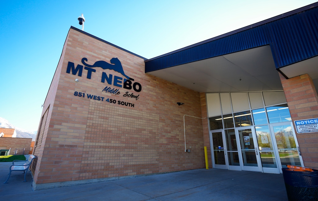 (Bethany Baker | The Salt Lake Tribune) Mt. Nebo Middle School, the subject of viral "furry" outrage and subsequent hoax bomb threats, as seen in Payson on Thursday, April 18, 2024.