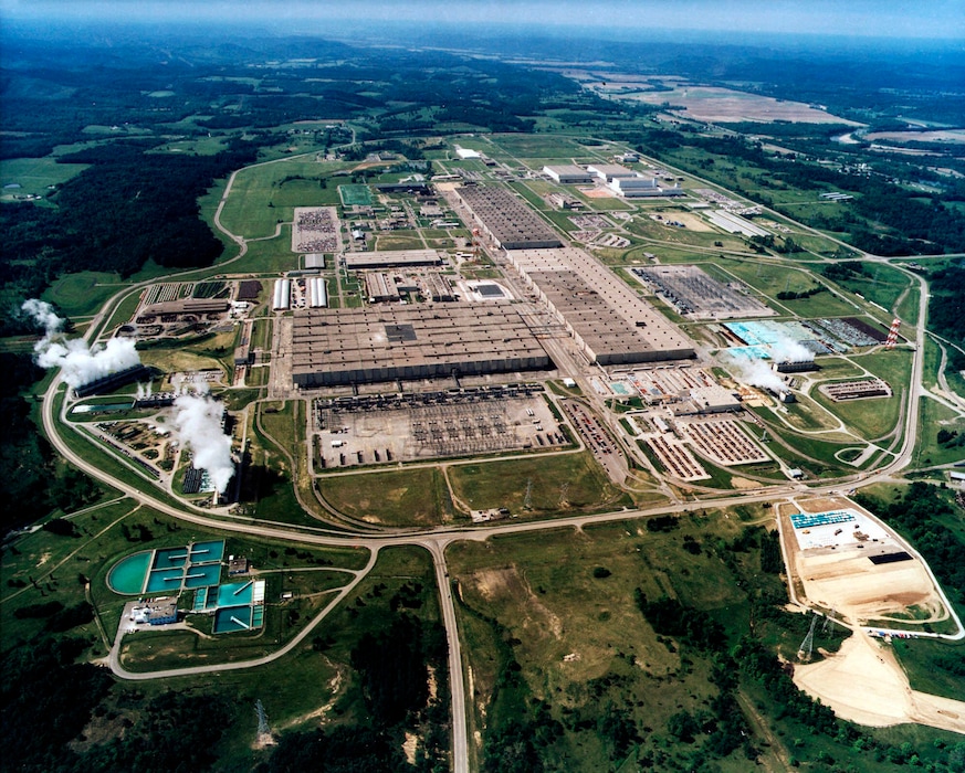 U.S. Dept. of Energy via AP file) This undated photo shows the large uranium plant in Piketon, Ohio. U.S. uranium mining companies and nuclear power plant operators are hoping for a bailout in the name of national security. President Donald Trump is scheduled to get recommendations Thursday, Oct. 10, 2019 from a federal task force studying ways to revive domestic uranium mining. The Nuclear Energy Institute representing uranium mine companies has asked the task force for tax breaks and other financial support.