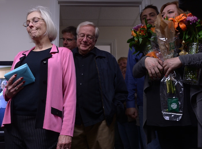 (Leah Hogsten  |  The Salt Lake Tribune)  3rd Congressional District Democratic candidate Kathie Allen thanks her election staff at party headquarters November 7, 2017 in Holladay after conceding the race to Republican John Curtis. Allen faced faced Curtis and the new United Utah Party's Jim Bennett, as well as a handful of independent and third-party candidates in the Tuesday, Nov. 7 special election after former Rep. Jason Chaffetz vacated his seat.