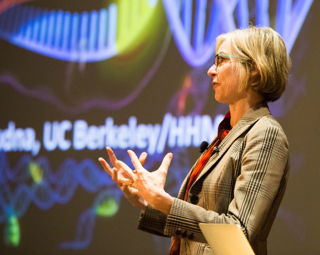 (Rick Egan  |  The Salt Lake Tribune)        UC Berkeley researcher Jennifer Doudna, gives a lecture on “Rewriting the Language of Life: The Biology, Technology and Ethics of DNA Editing."  at the Huntsman Cancer Institute, Thursday, March 22, 2018.