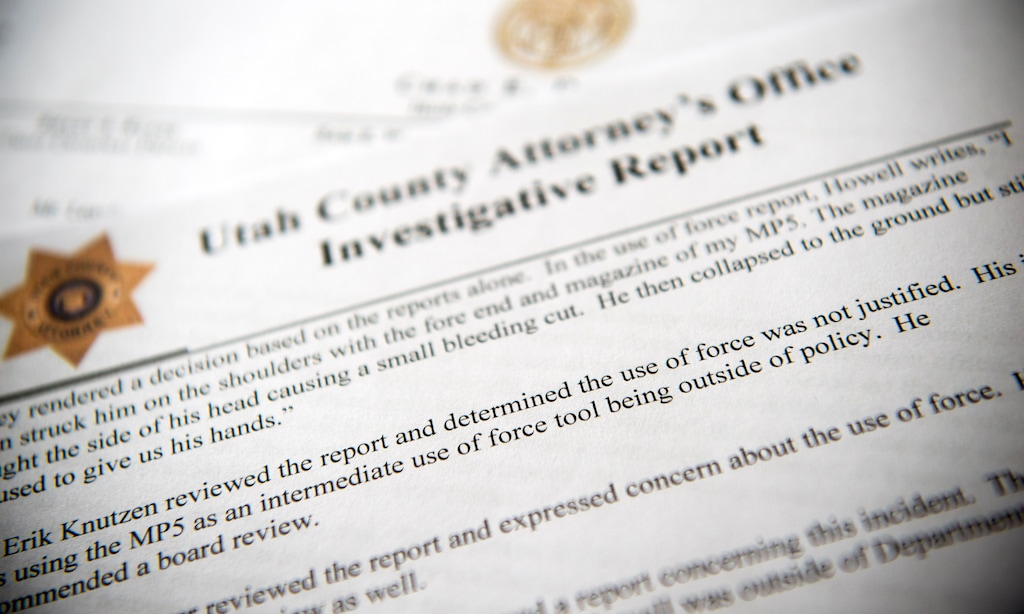 (Jeremy Harmon | The Salt Lake Tribune) Investigative documents from the Utah County Attorney's Office outline excessive force allegations against members of the Utah County Major Crimes Task Force for two arrests in 2019. The Iron County Attorney's Office reviewed the accusations and didn't file charges.