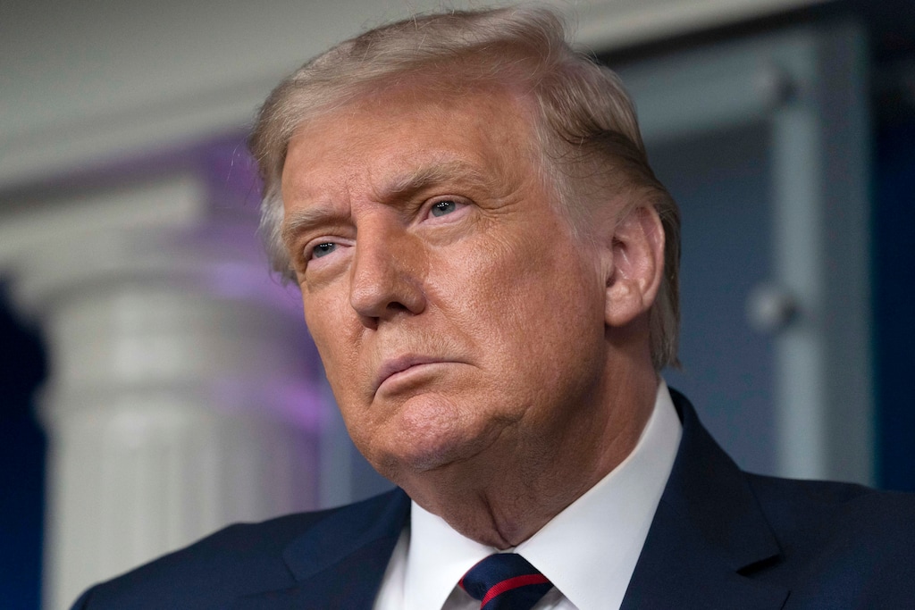 (Alex Brandon | AP file photo)  President Donald Trump speaks during a media briefing in the James Brady Briefing Room of the White House, Sunday, Aug. 23, 2020, in Washington.