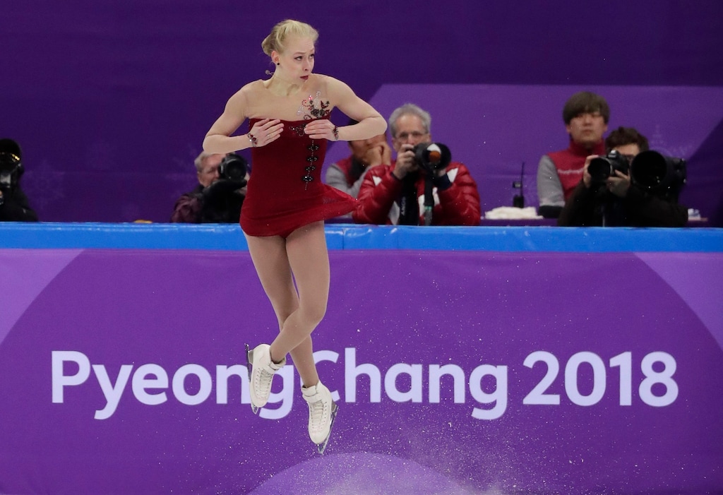 Bradie Tennell, of the United States performs in the ladies single figure skating short program in the Gangneung Ice Arena at the 2018 Winter Olympics in Gangneung, South Korea, Sunday, Feb. 11, 2018. (AP Photo/Julie Jacobson)