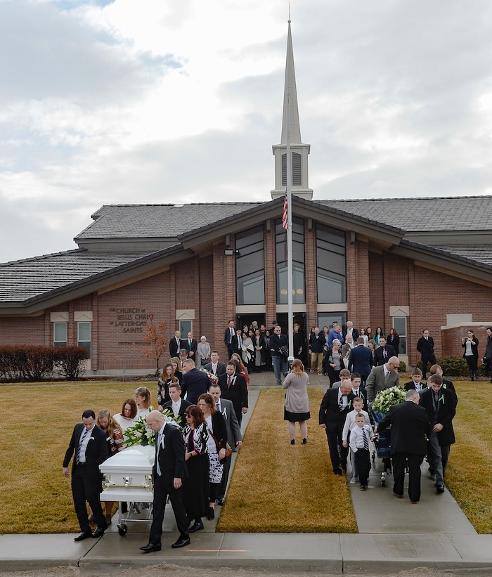 (Francisco Kjolseth  |  The Salt Lake Tribune) Funeral services are held for Consuelo Alejandra Haynie and her children Milan, 12, Alexis, 15 and Matthews, 14, in Grantsville on Friday, Jan. 24, 2020. The killing of the Utah mother and three of her children by a gunman identified by police as her 16-year-old son is "nearly unbearable" for the father who survived, a lawyer said Thursday, Jan. 23, 2020.