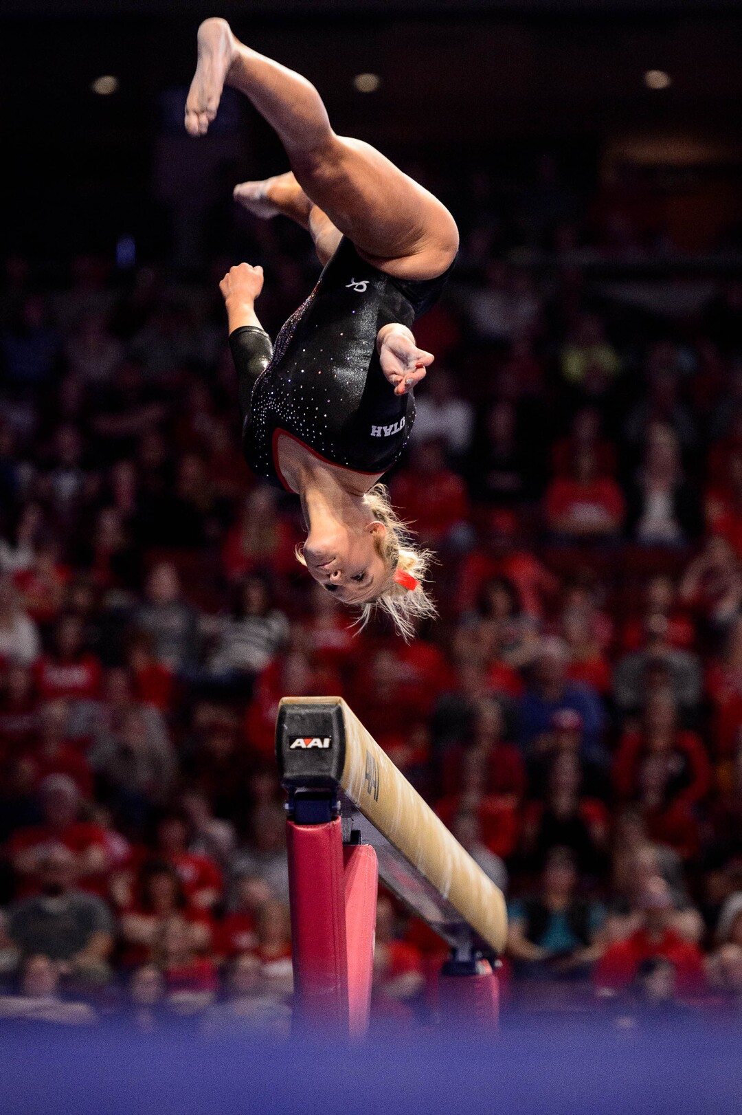 (Trent Nelson  |  The Salt Lake Tribune) Utah's Abby Paulson on the beam at the Best of Utah NCAA Gymnastics Meet in West Valley City on Saturday, Jan. 11, 2020.
